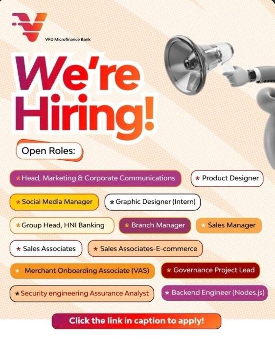 Career Opportunities at VFD Microfinance Bank 2026
